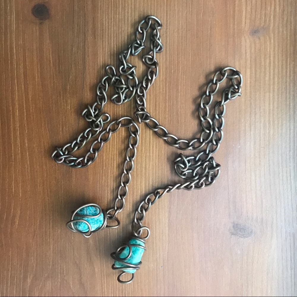 Copper & Stone Lariat Chain Necklace